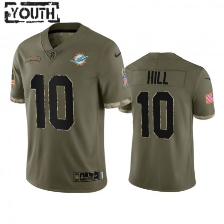 Maillot Miami Dolphins Tyreek Hill 10 Olive 2022 Salute To Service Limited - Enfant
